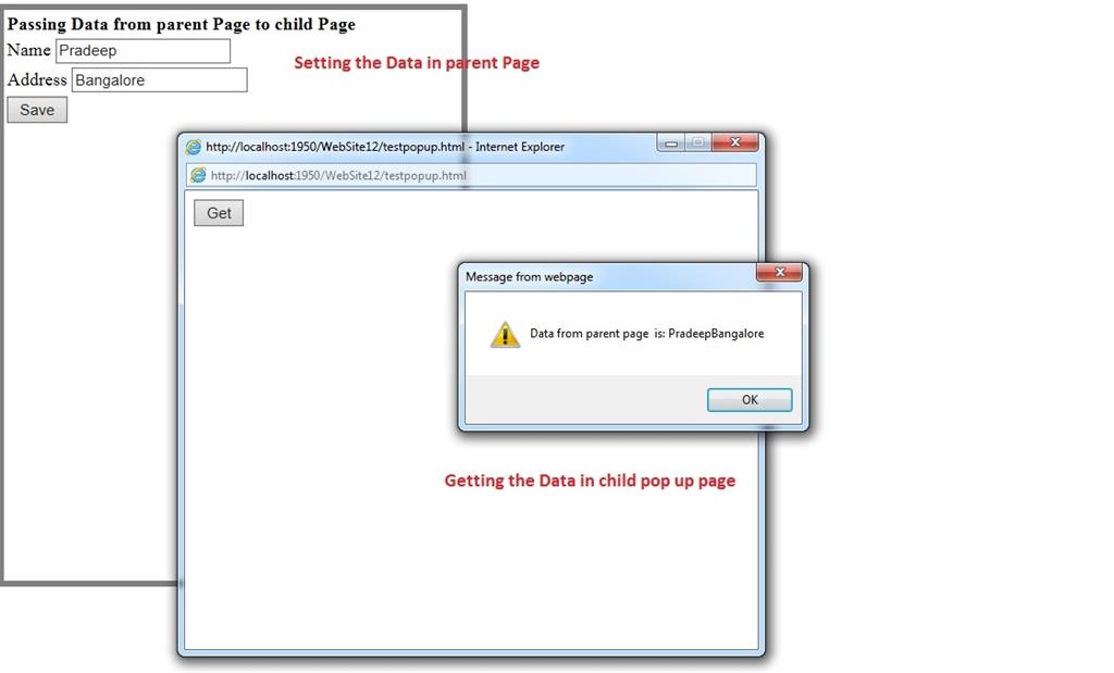 Passing the Data from Parent Page to Child Page using Local Storage in